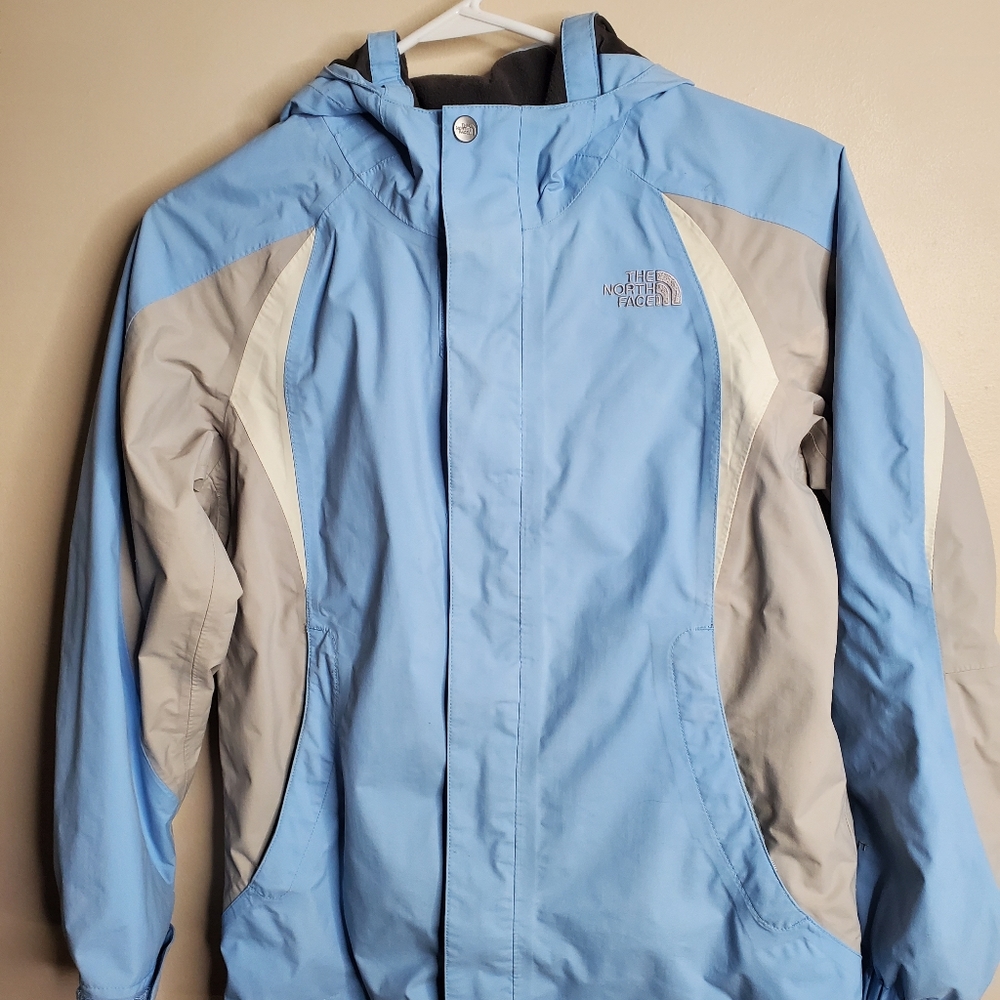 Girls Size Large The North Face Jacket-Sky Blue/Grey/Cream